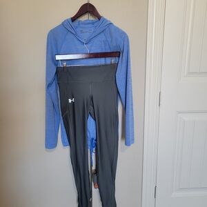 Under Armour Women's Gray Leggings And Blue Hoodie
